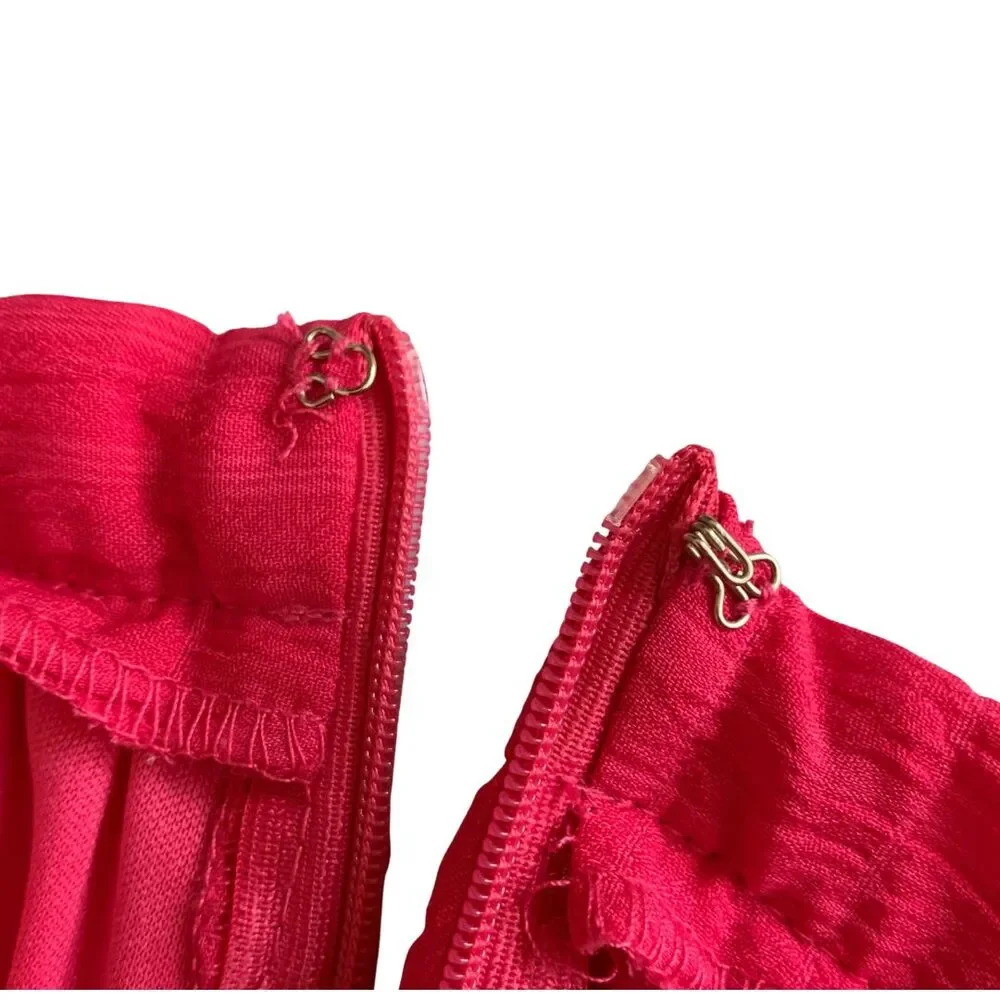 Pink Lily Hot Pink Maxi Tiered Skirt Side Slit Zip Waist Size S - Picture 7 of 9